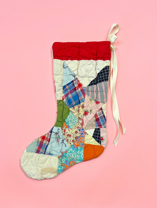 vintage quilt christmas stocking no.40