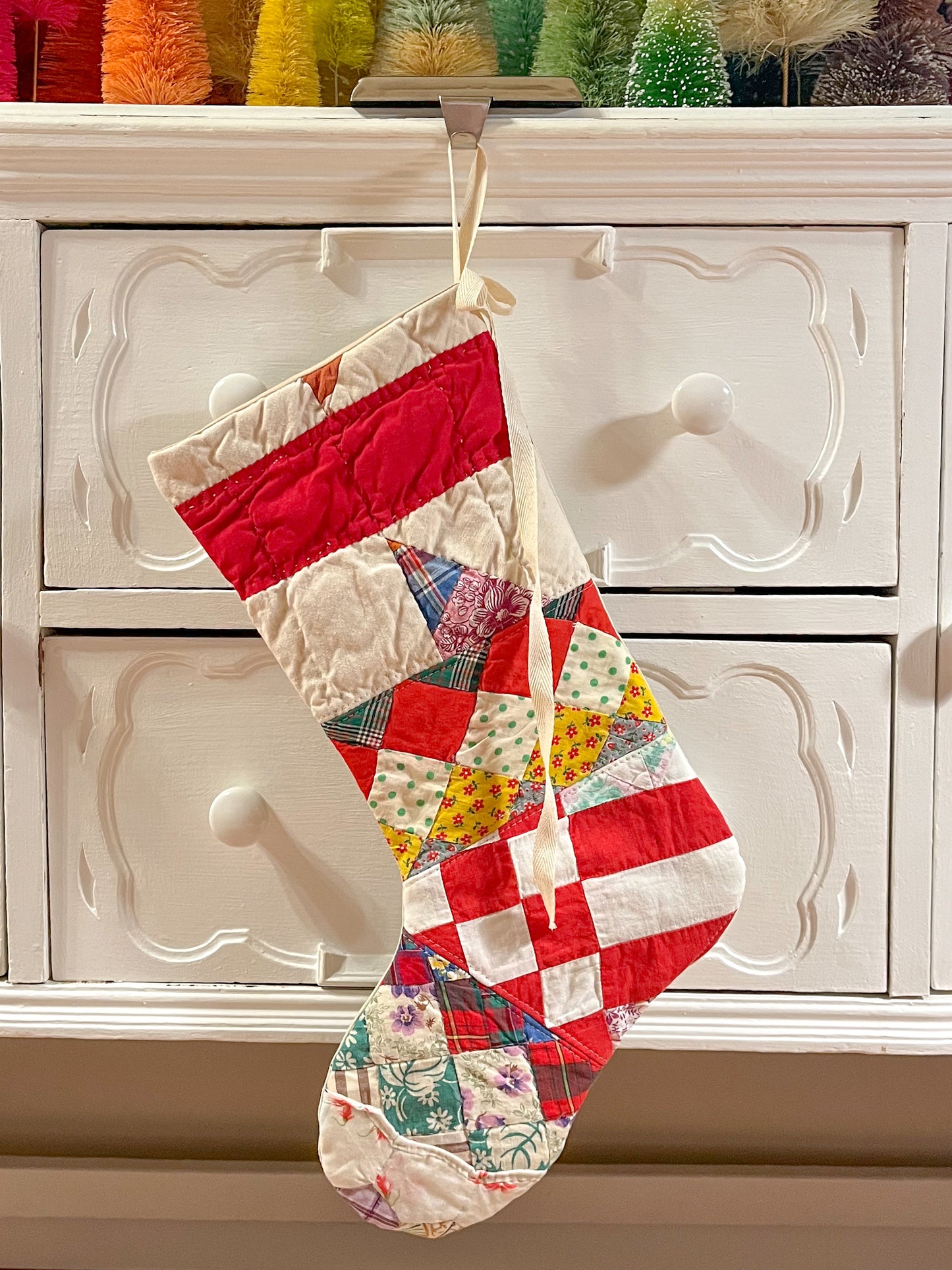 vintage quilt christmas stocking no.6