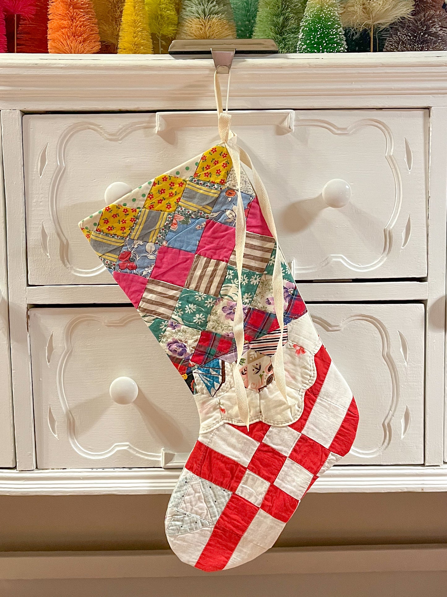 vintage quilt christmas stocking no.4