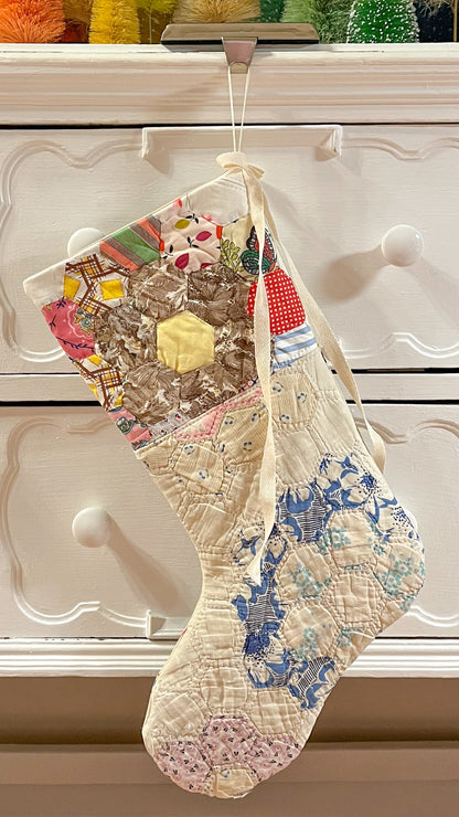 vintage quilt christmas stocking no.9