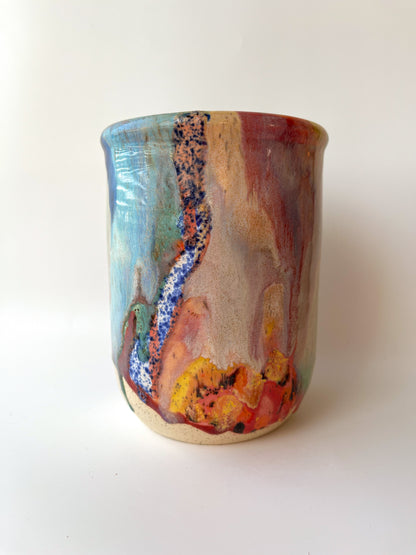 rainbow glaze utensil holder / vase no.1