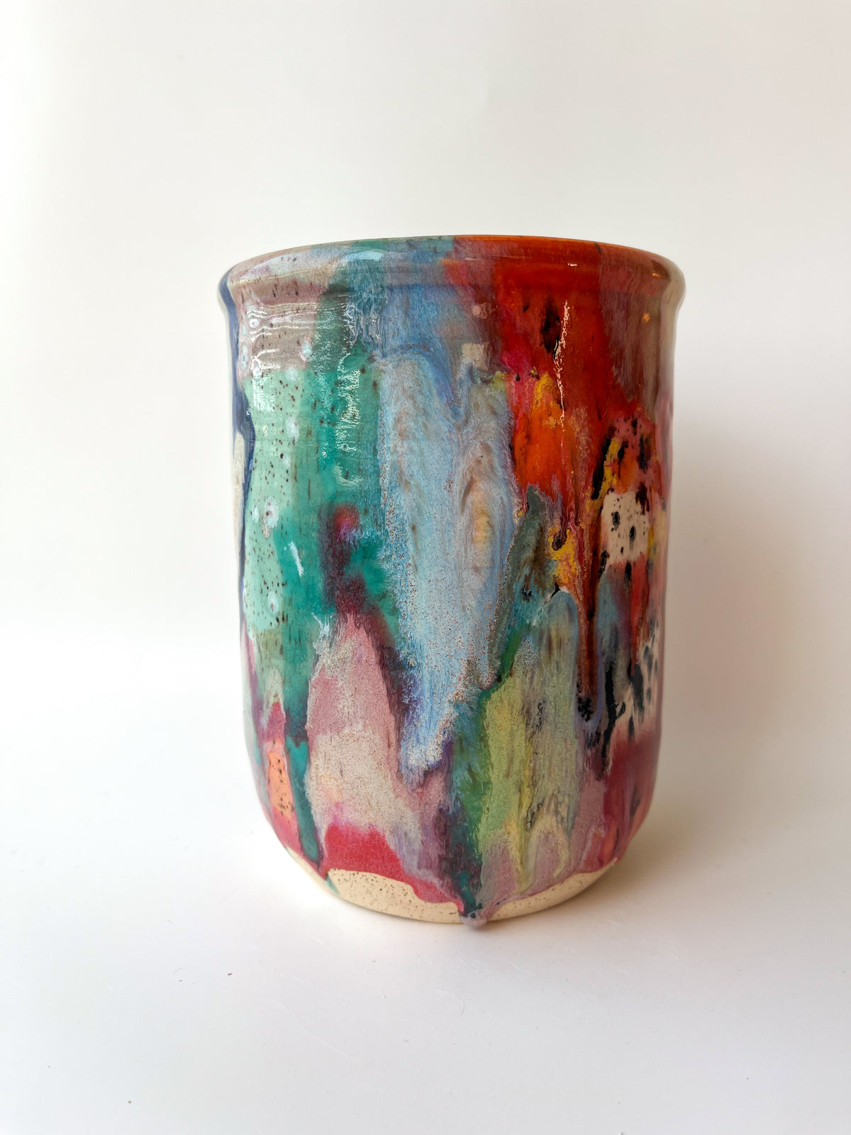 rainbow glaze utensil holder / vase no.1
