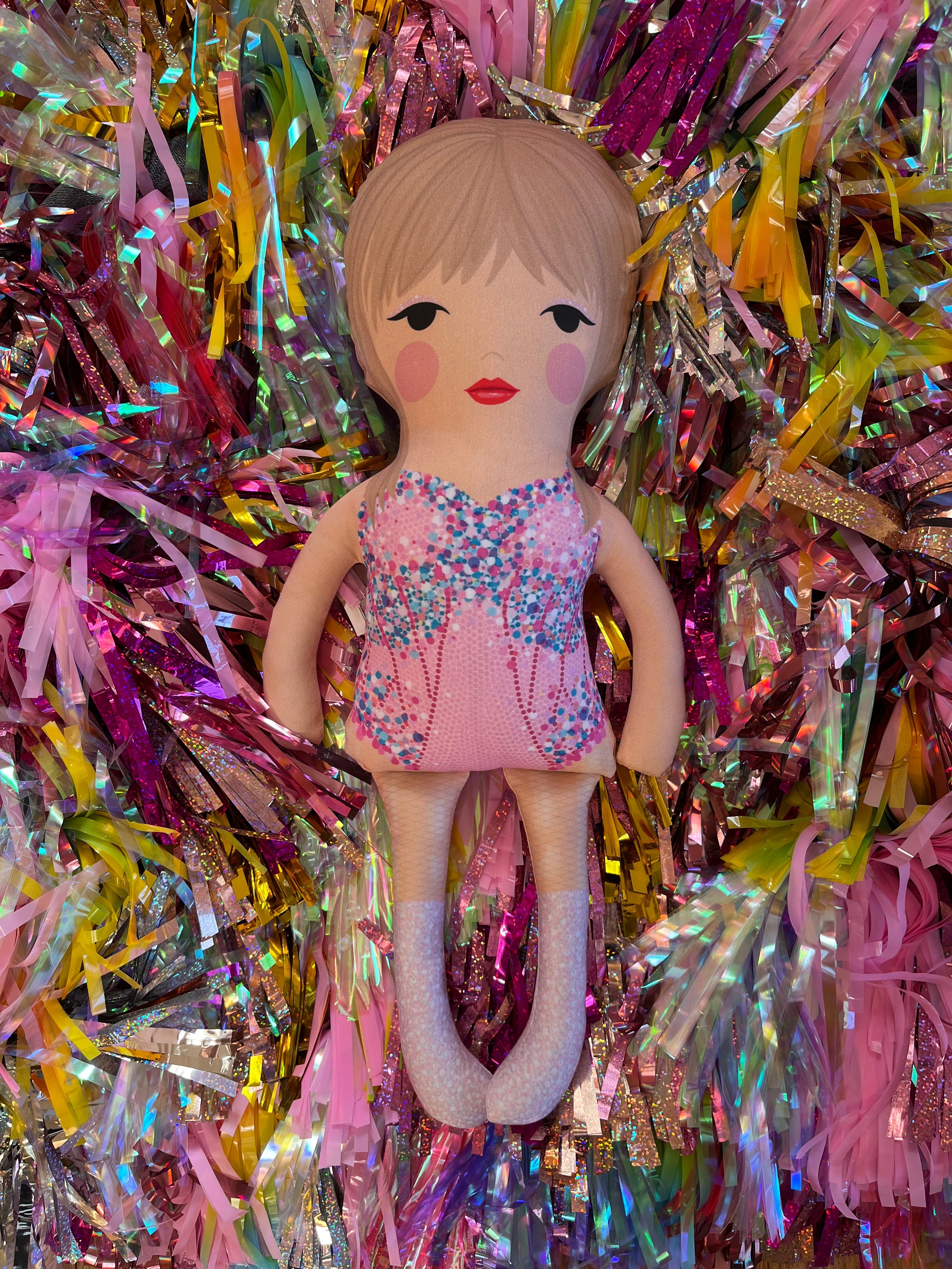 the unstuffed lover doll in pink and blue