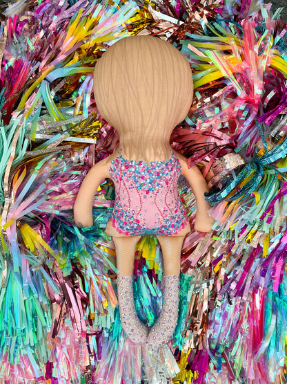 the unstuffed lover doll in pink and blue