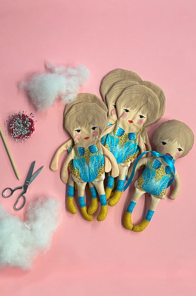 the unstuffed lover doll in teal